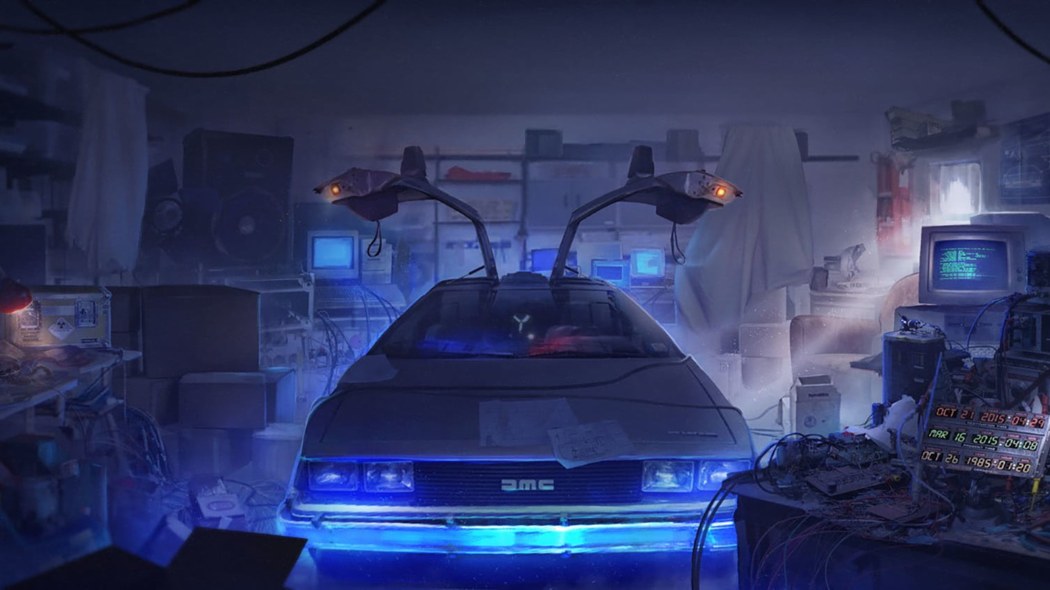 Back To The Future Delorean Car Illustration Wallpapers