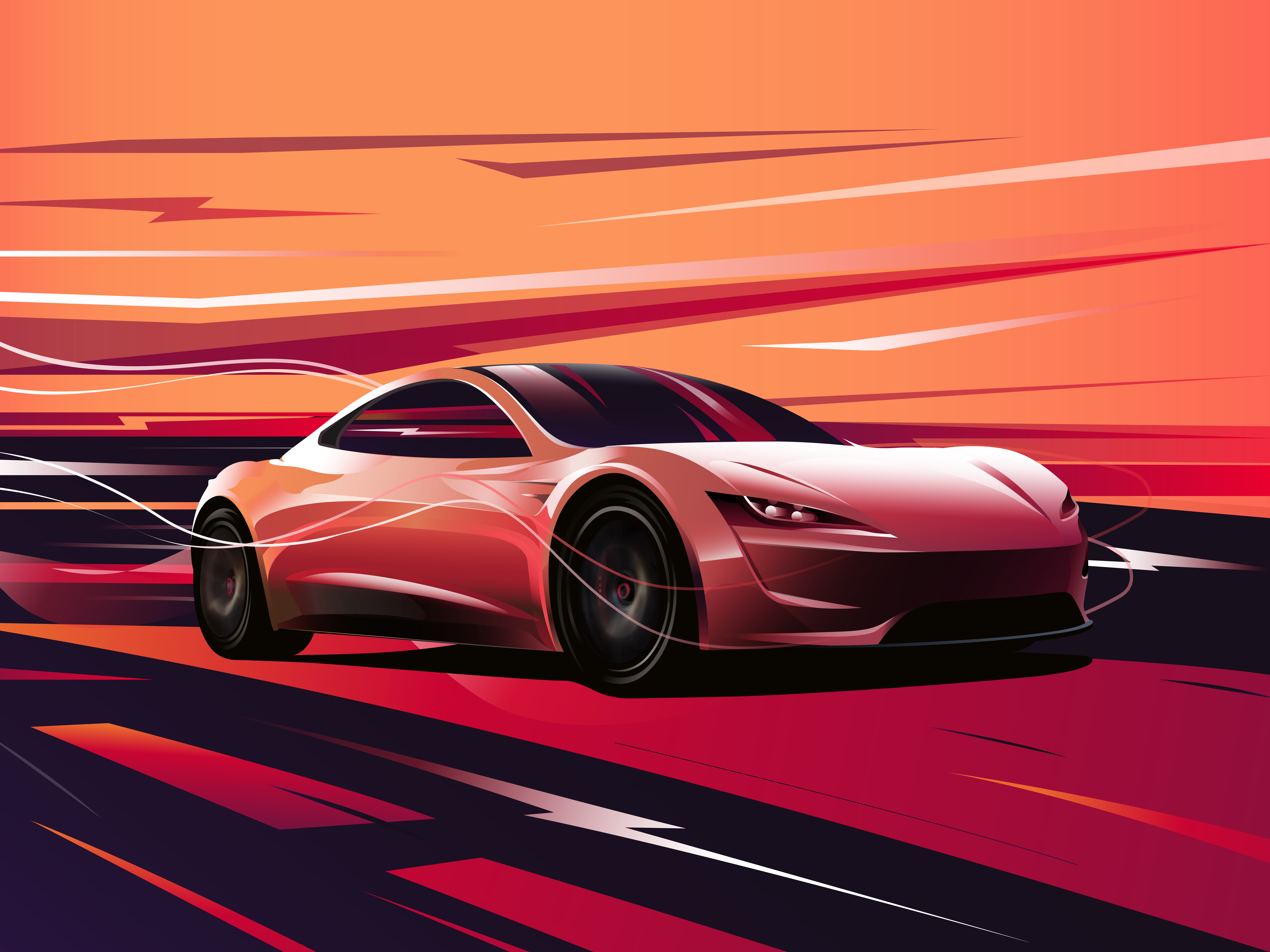 Tesla Red Roadster Wallpapers